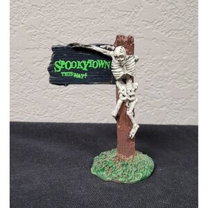 Lemax Spooky Town "This Way" Sign Skeleton Spooky Town Halloween Village